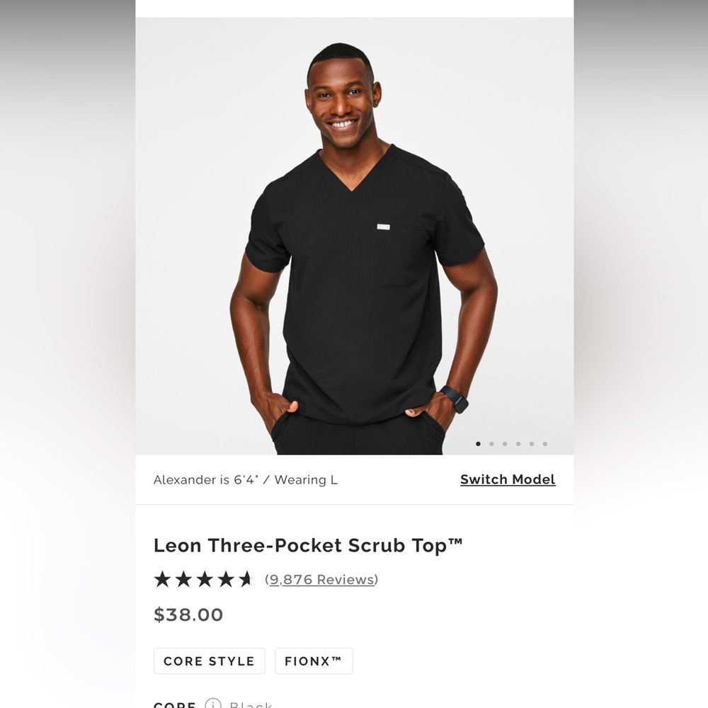Figs Leon 2 pocket black scrub shirts. Men's size XL